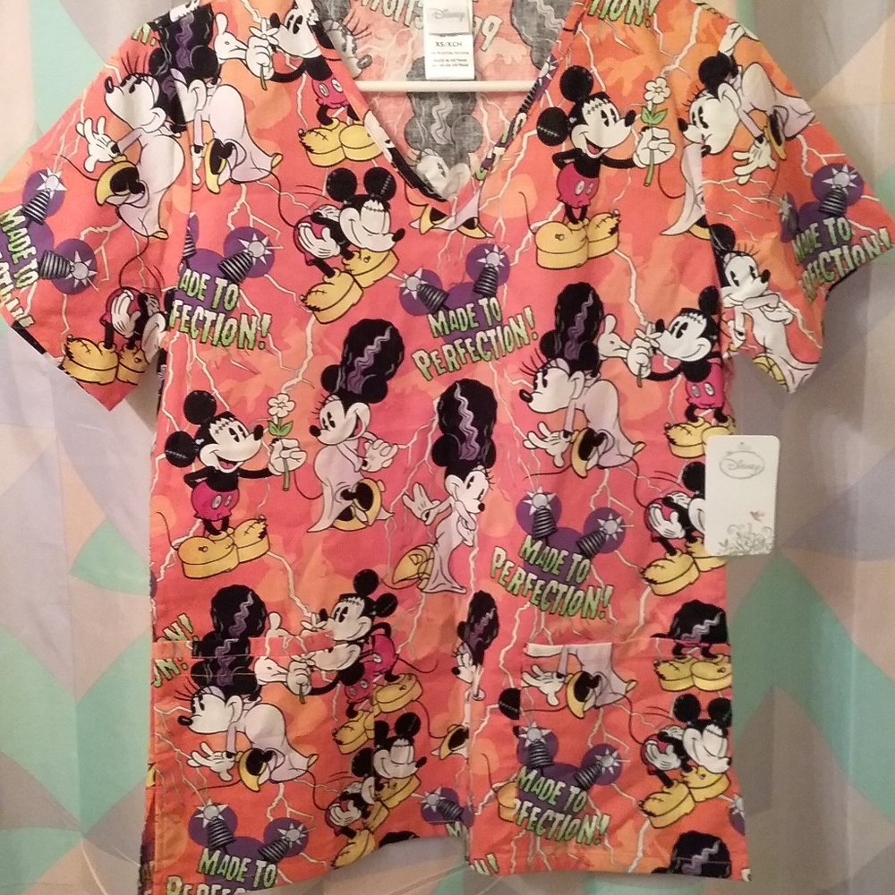 Disney mock scrub top